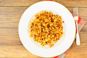 Braised Cabbage with Caraway Seeds and Lentils