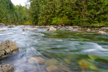 Fototapeta na wymiar Mountain river in Golden Ears park at Vancouver, Canada.