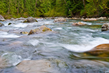 Fototapeta na wymiar Beautiful Mountain River at the Riverside Park. North Vancouver, British Columbia, Canada.