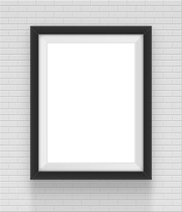 square black frame on the brick wall background. 