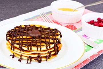 Tasty Pancakes with Chocolate Stack