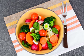 Vegetable Plate: Broccoli and Carrots. Diet Fitness Nutrition.