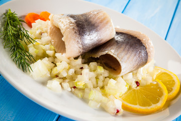 Marinated herring fillets