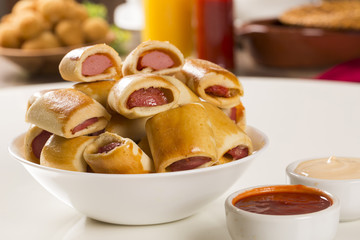 Sausage baked snacks. Brazilian snacks.