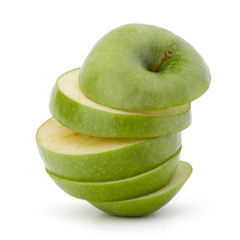 Green sliced apple isolated on white background cutout
