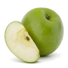 Green sliced apple isolated on white background cutout