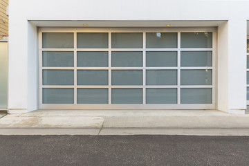 two car garage door with privacy glass