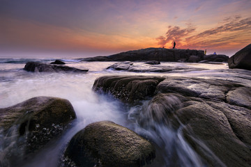 Fototapeta premium Sunset at Rayong Beach Thailand.