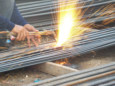 A cutting torch to cut rebar