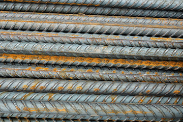 Metal construction rods, horizontal photo.