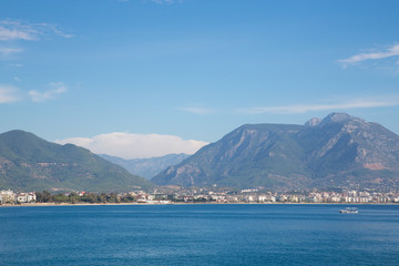 View to the mountains and the sea from the promenade in the cent