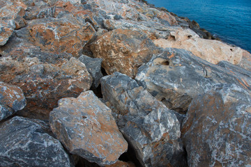 Large stones on promenade in the center of Alanya. Turkey