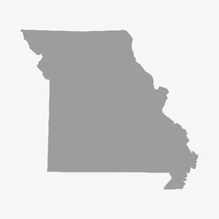 Map the State of Missouri in gray on a white background