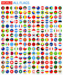 Flat Round All World Vector Flags. Vector Collection of Flag Icons.