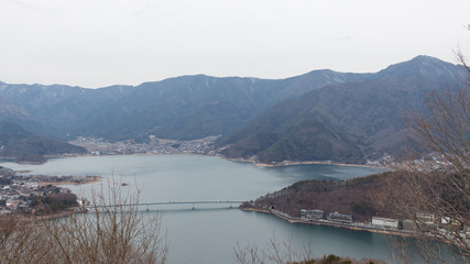 Obraz premium large Japanese Kawaguchiko lake, winter