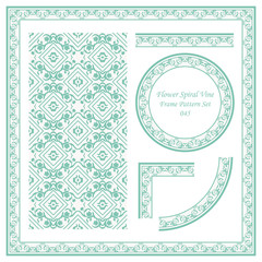 Vintage Frame Pattern Set 045 Flower Spiral Vine