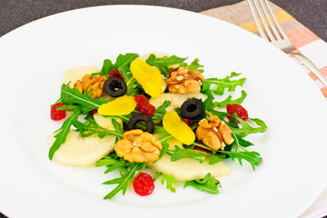 Arugula, Pear, Walnut, Dried Cherry, Olives, Egg Yolk