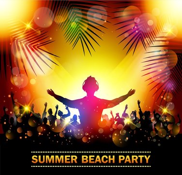 Summer beach party with dance silhouettes