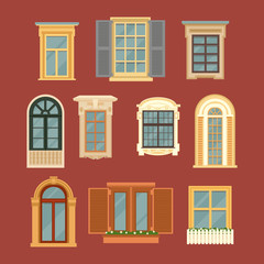 Obraz premium Set of Vintage Windows