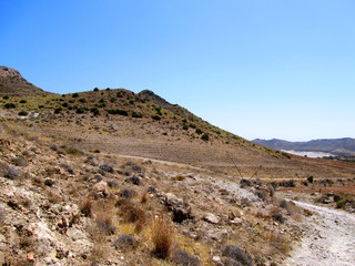 A road into the wild desert at Cabo de Gata-Níjar Natural Park, Spain