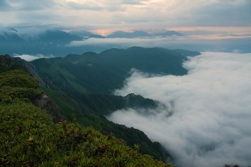 Mountain sunset summer