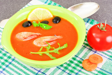 Tomato Soup with Shrimps Diet Food