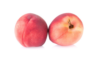 Ripe peach fruit isolated on white background