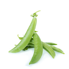 sweet fresh green peas isolated on white background
