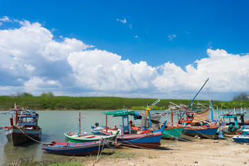 Fototapeta na wymiar Fishing boats from Prachuap province of Thailand