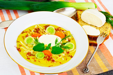 Cream of Broccoli with Leek. Diet Food.