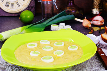 Cream of Broccoli with Leek. Diet Food.