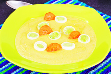 Cream of Broccoli with Leek. Diet Food.
