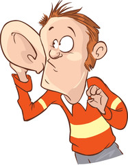 Listening with Hand to Ear Vector Illustration