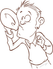 Fototapeta premium Listening with Hand to Ear Vector Illustration