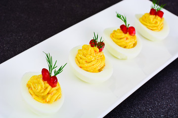 Tasty Stuffed Eggs with Pomegranate