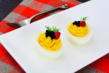 Tasty Stuffed Eggs with Pomegranate