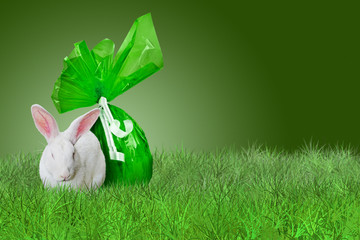 Green Easter on grass
