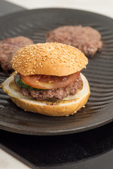 Tasty and appetizing hamburger cheeseburger