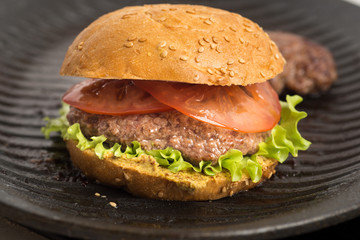 Tasty and appetizing hamburger cheeseburger