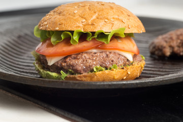 Tasty and appetizing hamburger cheeseburger