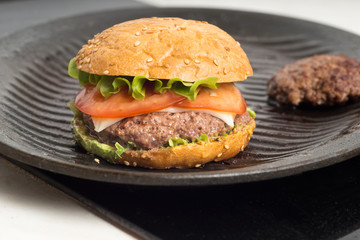Tasty and appetizing hamburger cheeseburger