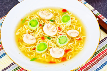 Tasty Mushroom Soup with Chinese Noodles