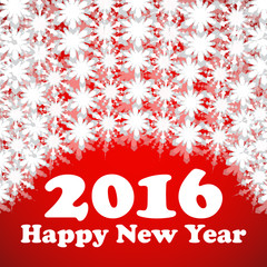 Happy New Year 2016 celebration flyer, banner, poster or invitation with stylish text on snowflakes