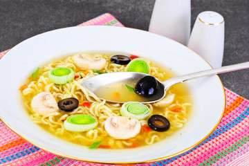 Tasty Mushroom Soup with Chinese Noodles