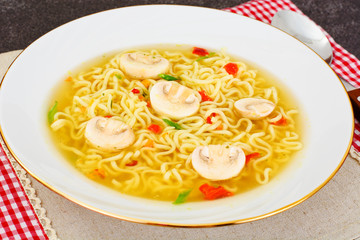 Tasty Chicken Soup with Chinese Noodles