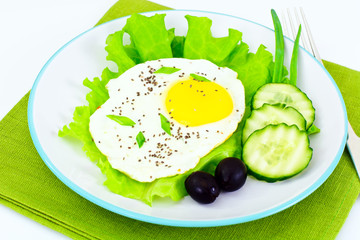 Scrambled Eggs with Chia Seeds, Lettuce and Cucumber
