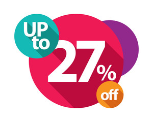 up to 27% discount logo colorful circles