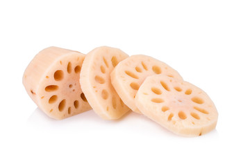 Lotus root on white background