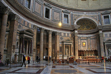 ROME, ITALY - DECEMBER 20, 2012:  Inside the Pantheon - one of the most famous building in Rome, Italy