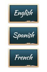 English, Spanish & French Language Chalkboard